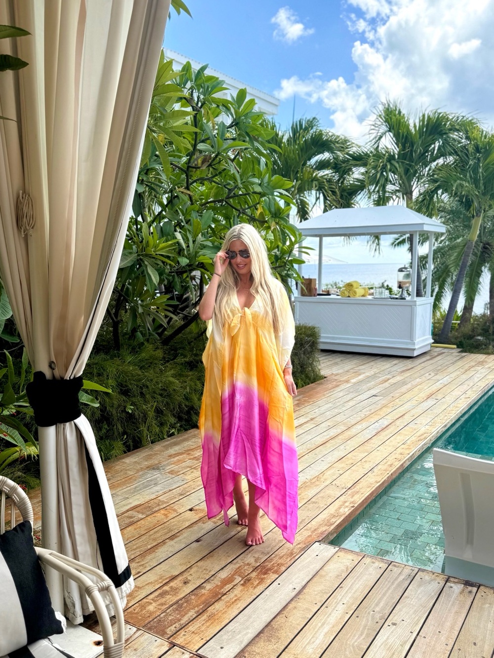 Buddy Love Mami Strawberry Limeade Ombre Tie-Front Kaftan